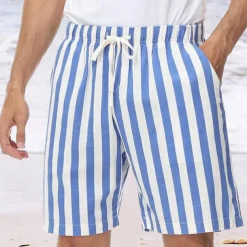 Men's Summer Shorts Beach Shorts Casual Shorts Pocket Drawstring Elastic Waist Stripe Comfort Breathable Short Holiday Vacation Beach Hawaiian Boho Red Blue