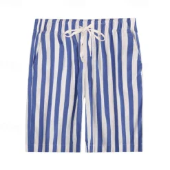 Men's Summer Shorts Beach Shorts Casual Shorts Pocket Drawstring Elastic Waist Stripe Comfort Breathable Short Holiday Vacation Beach Hawaiian Boho Red Blue