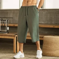 Men's Summer Shorts Pocket Solid Colored Outdoor Sports Short Vacation Casual Casual ArmyGreen Black Low Waist Micro-elastic