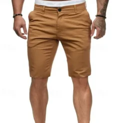 Men's Summer Shorts Work Shorts Casual Shorts Buttons Pocket Plain Comfort Knee Length Formal Party Work Fashion Classic Style Black White Micro-elastic