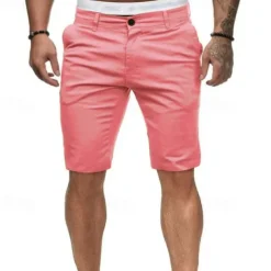 Men's Summer Shorts Work Shorts Casual Shorts Buttons Pocket Plain Comfort Knee Length Formal Party Work Fashion Classic Style Black White Micro-elastic