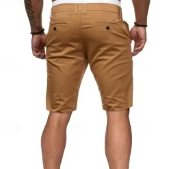 Men's Summer Shorts Work Shorts Casual Shorts Buttons Pocket Plain Comfort Knee Length Formal Party Work Fashion Classic Style Black White Micro-elastic