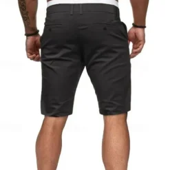 Men's Summer Shorts Work Shorts Casual Shorts Buttons Pocket Plain Comfort Knee Length Formal Party Work Fashion Classic Style Black White Micro-elastic