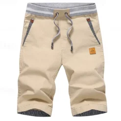 Men's Summer Shorts Work Shorts Pocket Drawstring Plain Comfort Breathable Knee Length Outdoor Business Fashion Casual Black Blue