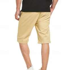 Men's Summer Shorts Work Shorts Pocket Drawstring Plain Comfort Breathable Knee Length Outdoor Business Fashion Casual Black Blue