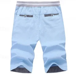 Men's Summer Shorts Work Shorts Pocket Drawstring Plain Comfort Breathable Knee Length Outdoor Business Fashion Casual Black Blue