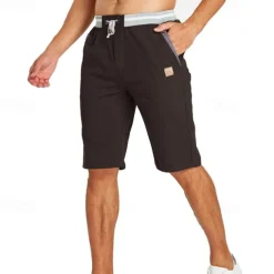 Men's Summer Shorts Work Shorts Pocket Drawstring Plain Comfort Breathable Knee Length Outdoor Business Fashion Casual Black Blue