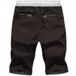 Men's Summer Shorts Work Shorts Pocket Drawstring Plain Comfort Breathable Knee Length Outdoor Business Fashion Casual Black Blue