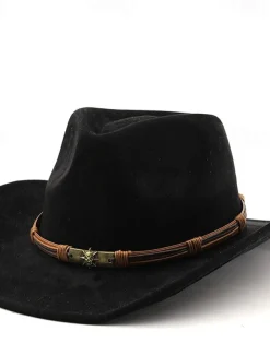 Men's Sun Hat Cowboy Hat Fedora Trilby Hat Black Camel Woolen Vintage Style Fashion 18th Century State of Texas Daily Theme Party Solid / Plain Color Sunscreen Cosplay