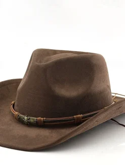 Men's Sun Hat Cowboy Hat Fedora Trilby Hat Black Camel Woolen Vintage Style Fashion 18th Century State of Texas Daily Theme Party Solid / Plain Color Sunscreen Cosplay
