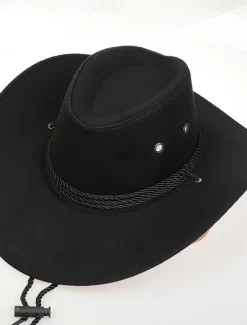 Men's Sun Hat Cowboy Hat Fedora Trilby Hat Black Red Polyester Vintage Style Fashion 18th Century State of Texas Daily Theme Party Solid / Plain Color Sunscreen Cosplay
