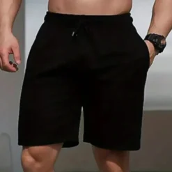 Men's Sweat Shorts Casual Shorts Drawstring Elastic Waist Plain Breathable Soft Casual Weekend Fashion Streetwear Black Grey Micro-elastic