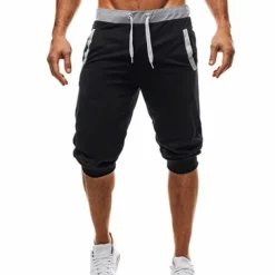 Men's Sweat Shorts Running Shorts Capri Pants Patchwork Drawstring Plain Daily Holiday Going out Streetwear Basic Black Light Grey Micro-elastic