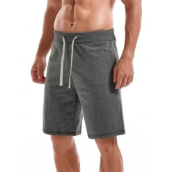 Men's Sweat Shorts Shorts Workout Shorts Casual Shorts Pocket Drawstring Elastic Waist Plain Comfort Breathable Knee Length Casual Daily Holiday Sports Fashion Smoky gray Black Micro-elastic