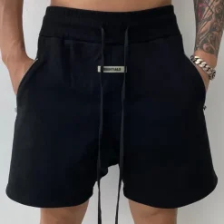 Men's Sweat Shorts Shorts Bermuda shorts Drawstring Elastic Waist Zipper Pocket Plain Comfort Sports Short Outdoor Yoga Daily Fashion Athleisure Black Grey Micro-elastic