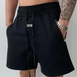 Men's Sweat Shorts Shorts Bermuda shorts Drawstring Elastic Waist Zipper Pocket Plain Comfort Sports Short Outdoor Yoga Daily Fashion Athleisure Black Grey Micro-elastic
