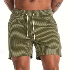 Men's Sweat Shorts Shorts Summer Shorts 3 inch Shorts Pocket Drawstring Elastic Waist Stripe Comfort Short Sports Outdoor Daily Going out Fashion Casual Black Pink Micro-elastic