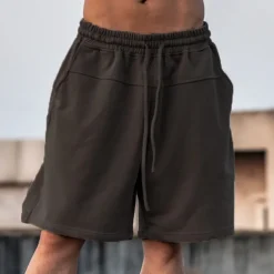 Men's Sweat Shorts Shorts Bermuda shorts Drawstring Elastic Waist Plain Comfort Sports Knee Length Outdoor Daily Fashion Streetwear Black Khaki Micro-elastic