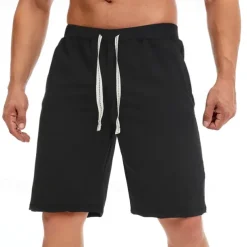 Men's Sweat Shorts Shorts Summer Shorts Beach Shorts Pocket Drawstring Elastic Waist Plain Comfort Breathable Short Holiday Vacation Beach Sports Fashion Black White