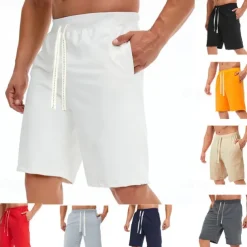 Men's Sweat Shorts Shorts Summer Shorts Beach Shorts Pocket Drawstring Elastic Waist Plain Comfort Breathable Short Holiday Vacation Beach Sports Fashion Black White