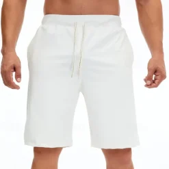 Men's Sweat Shorts Shorts Summer Shorts Beach Shorts Pocket Drawstring Elastic Waist Plain Comfort Breathable Short Holiday Vacation Beach Sports Fashion Black White