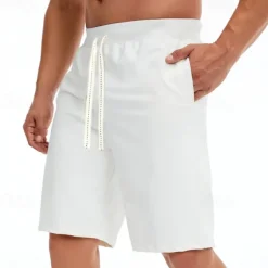 Men's Sweat Shorts Shorts Summer Shorts Beach Shorts Pocket Drawstring Elastic Waist Plain Comfort Breathable Short Holiday Vacation Beach Sports Fashion Black White