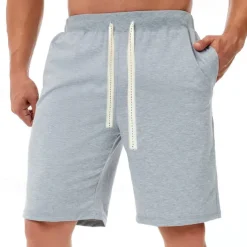 Men's Sweat Shorts Shorts Summer Shorts Beach Shorts Pocket Drawstring Elastic Waist Plain Comfort Breathable Short Holiday Vacation Beach Sports Fashion Black White