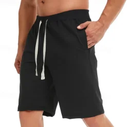 Men's Sweat Shorts Shorts Summer Shorts Beach Shorts Pocket Drawstring Elastic Waist Plain Comfort Breathable Short Holiday Vacation Beach Sports Fashion Black White