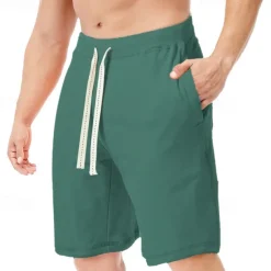 Men's Sweat Shorts Shorts Summer Shorts Beach Shorts Pocket Drawstring Elastic Waist Plain Comfort Breathable Short Holiday Vacation Beach Sports Fashion Black White