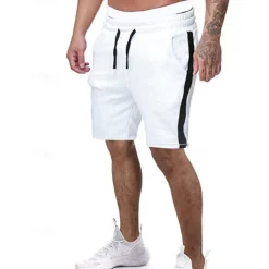 Men's Sweat Shorts Shorts Bermuda shorts Pocket Drawstring Side Stripe Plain Comfort Sports Short Outdoor Casual Daily Streetwear Athleisure Black White Micro-elastic