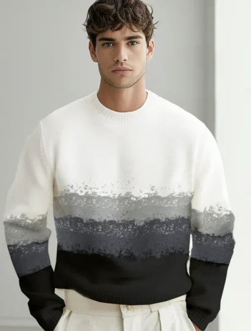 Men's Sweater Pullover Sweater Jumper Knit Regular Ombre Crew Neck Knitwear Elegant Formal Anniversary Clothing Apparel Fall Winter Black M L XL