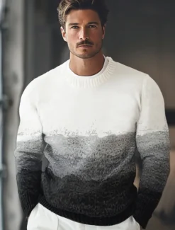 Men's Sweater Pullover Sweater Jumper Knit Regular Ombre Crew Neck Knitwear Elegant Formal Anniversary Clothing Apparel Fall Winter Black M L XL