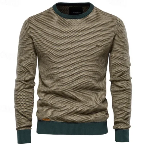 Men's Sweater Pullover Sweater Jumper Knitwear Ribbed Knit Regular Tops Color Block Crew Neck Knitwear Neutral Outdoor Clothing Apparel Spring & Fall Black Red S M L