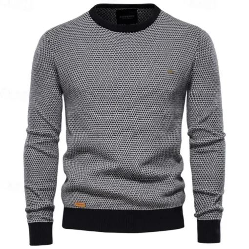 Men's Sweater Pullover Sweater Jumper Knitwear Ribbed Knit Regular Tops Color Block Crew Neck Knitwear Neutral Outdoor Clothing Apparel Spring & Fall Black Red S M L