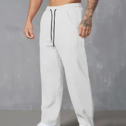 Men's Sweatpants Corduroy Pants Trousers Casual Pants Pocket Elastic Waist Drawstring Plain Comfort Sports Outdoor Daily Fashion Casual Black White Micro-elastic