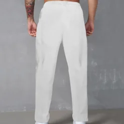 Men's Sweatpants Corduroy Pants Trousers Casual Pants Pocket Elastic Waist Drawstring Plain Comfort Sports Outdoor Daily Fashion Casual Black White Micro-elastic