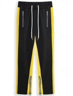 Men's Sweatpants Joggers Tapered pants Trousers Drawstring Elastic Waist Zipper Pocket Color Block Comfort Casual Daily Holiday Sports Stylish Black-White White & Blue Micro-elastic