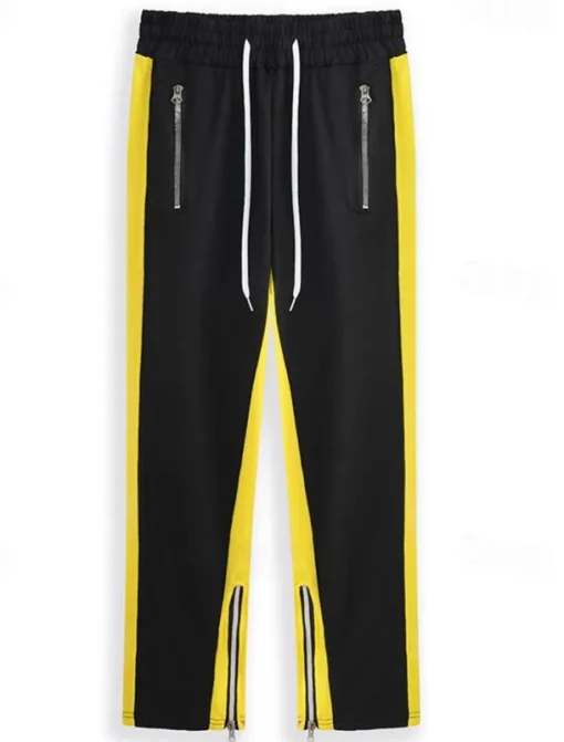 Men's Sweatpants Joggers Tapered pants Trousers Drawstring Elastic Waist Zipper Pocket Color Block Comfort Casual Daily Holiday Sports Stylish Black-White White & Blue Micro-elastic