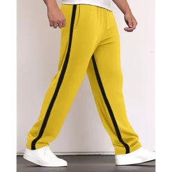 Men's Sweatpants Joggers Trousers Straight Leg Sweatpants Drawstring Elastic Waist Straight Leg Color Block Patchwork Comfort Breathable Casual Daily Holiday Sports Fashion Black Yellow