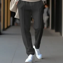 Men's Sweatpants Joggers Trousers Pleated Pants Drawstring Elastic Waist Plain Comfort Breathable Casual Daily Holiday Sports Fashion Black White