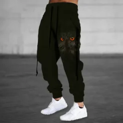 Men's Sweatpants Joggers Trousers Drawstring Side Pockets Elastic Waist Animal Graphic Prints Comfort Breathable Sports Outdoor Casual Daily Cotton Blend Terry Streetwear Designer Black Purple