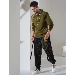 Men's Sweatpants Joggers Trousers Drawstring Side Pockets Elastic Waist Graphic Prints Comfort Breathable Sports Outdoor Casual Daily Cotton Blend Terry Streetwear Designer Black Blue Micro-elastic