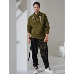 Men's Sweatpants Joggers Trousers Drawstring Side Pockets Elastic Waist Graphic Prints Comfort Breathable Sports Outdoor Casual Daily Cotton Blend Terry Streetwear Designer Black Blue Micro-elastic