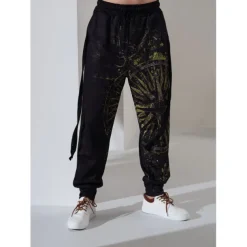 Men's Sweatpants Joggers Trousers Drawstring Side Pockets Elastic Waist Graphic Prints Comfort Breathable Sports Outdoor Casual Daily Cotton Blend Terry Streetwear Designer Black Blue Micro-elastic