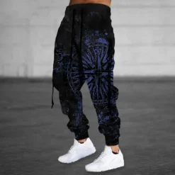 Men's Sweatpants Joggers Trousers Drawstring Side Pockets Elastic Waist Graphic Prints Comfort Breathable Sports Outdoor Casual Daily Cotton Blend Terry Streetwear Designer Black Blue Micro-elastic