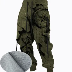 Men's Sweatpants Joggers Trousers Drawstring Side Pockets Elastic Waist Graphic Prints Comfort Breathable Sports Outdoor Casual Daily Cotton Blend Terry Streetwear Designer ArmyGreen Blue