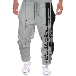 Men's Sweatpants Joggers Trousers Drawstring Side Pockets Elastic Waist Color Block Graphic Prints Comfort Breathable Sports Outdoor Casual Daily Streetwear Designer Black White Micro-elastic