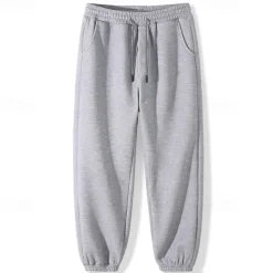 Men's Sweatpants Joggers Trousers Waffle Pants Drawstring Elastic Waist Plain Comfort Soft Full Length Outdoor Casual Daily Sports Fashion Black White