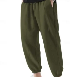 Men's Sweatpants Joggers Trousers Casual Pants Drawstring Elastic Waist Pleats Plain Comfort Soft Full Length Outdoor Daily Gym Sports Fashion Black Navy Blue