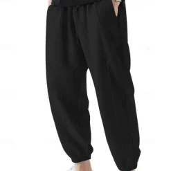 Men's Sweatpants Joggers Trousers Casual Pants Drawstring Elastic Waist Pleats Plain Comfort Soft Full Length Outdoor Daily Gym Sports Fashion Black Navy Blue